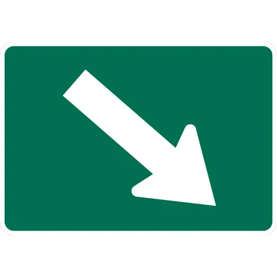 M6-2APR Directional Arrow - Oblique, Downward (plaque) (white green)