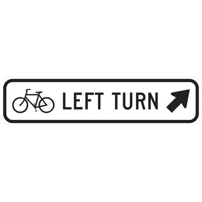 R9-27 Bicycle Left Turn (with arrow, oblique)