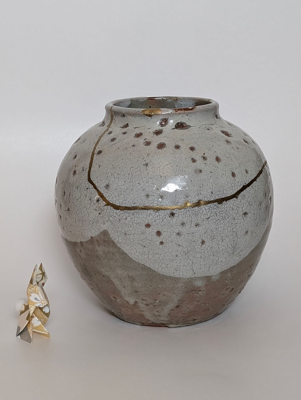 Vase Hagi-Yaki - Kintsugi Traditionnel Japonais - Yellow Brass - 1