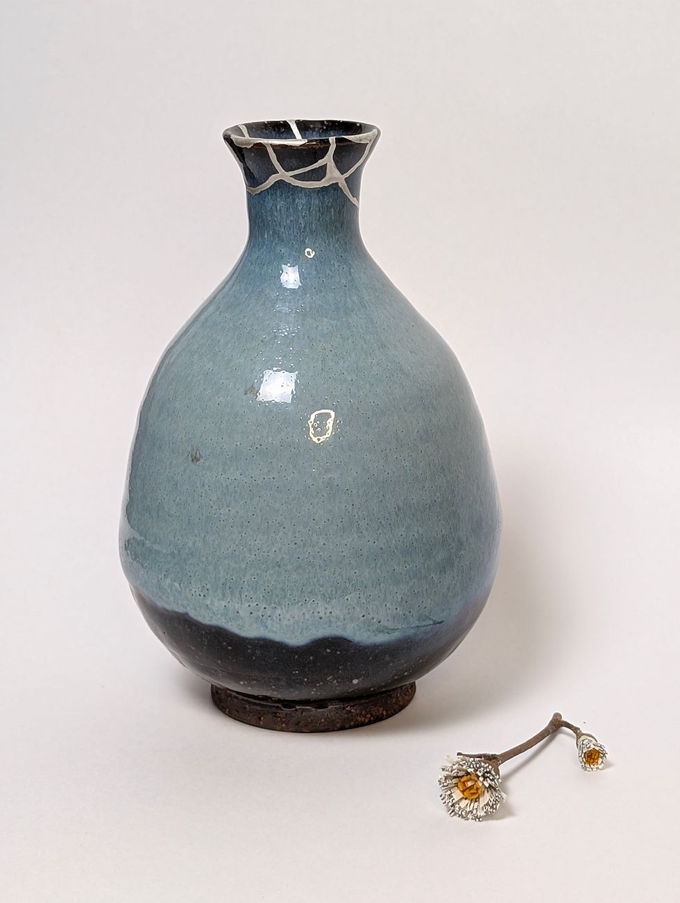 Miniature : Vase Hagi-Yaki de chez Tanaka NL - Kintsugi Traditionnel Japonais Argent - 1