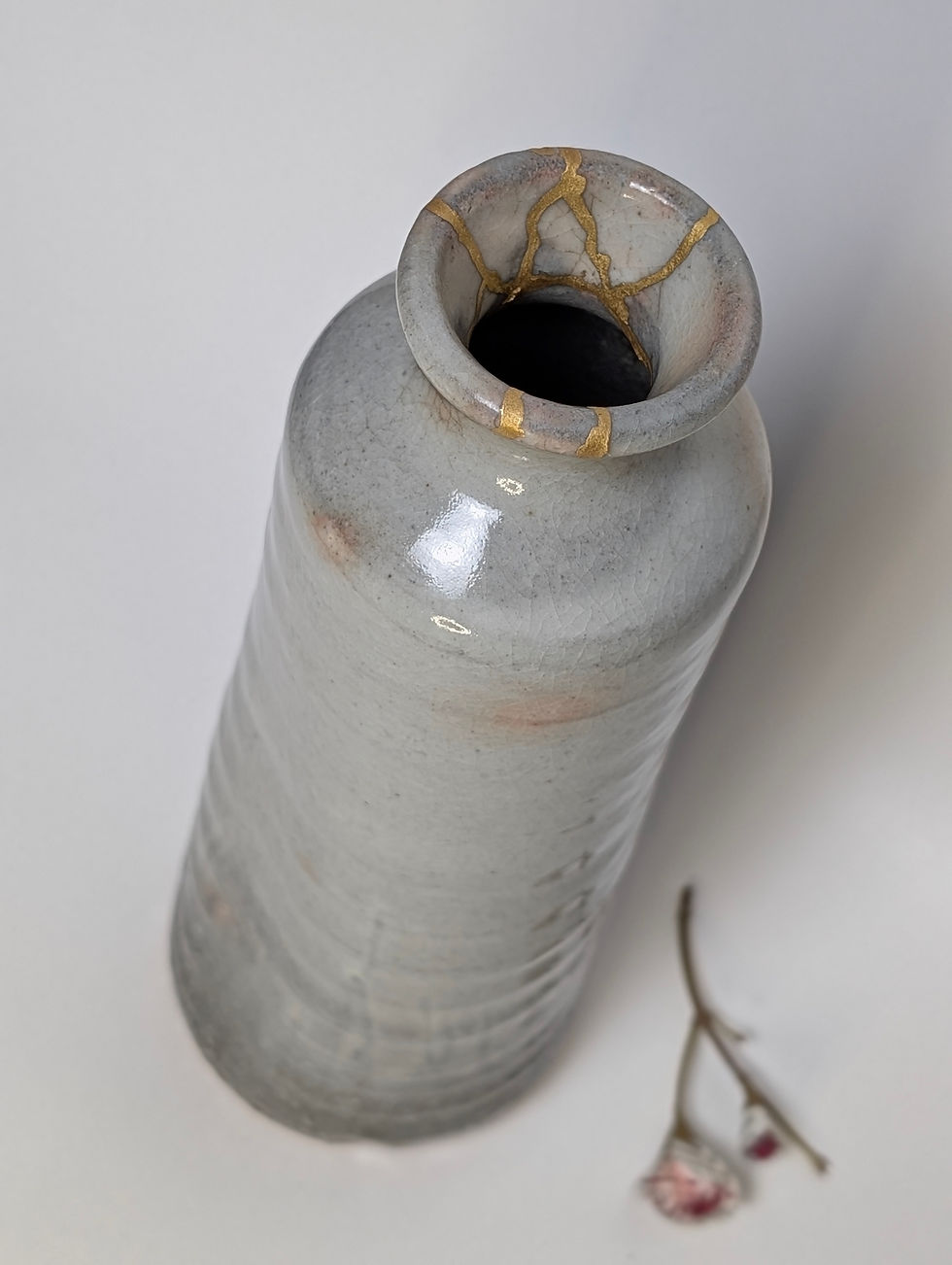 Miniature : Bouteille Vase HagiYaki de Tanaka NL - Kintsugi Traditionnel Japonais Or 23K - 5