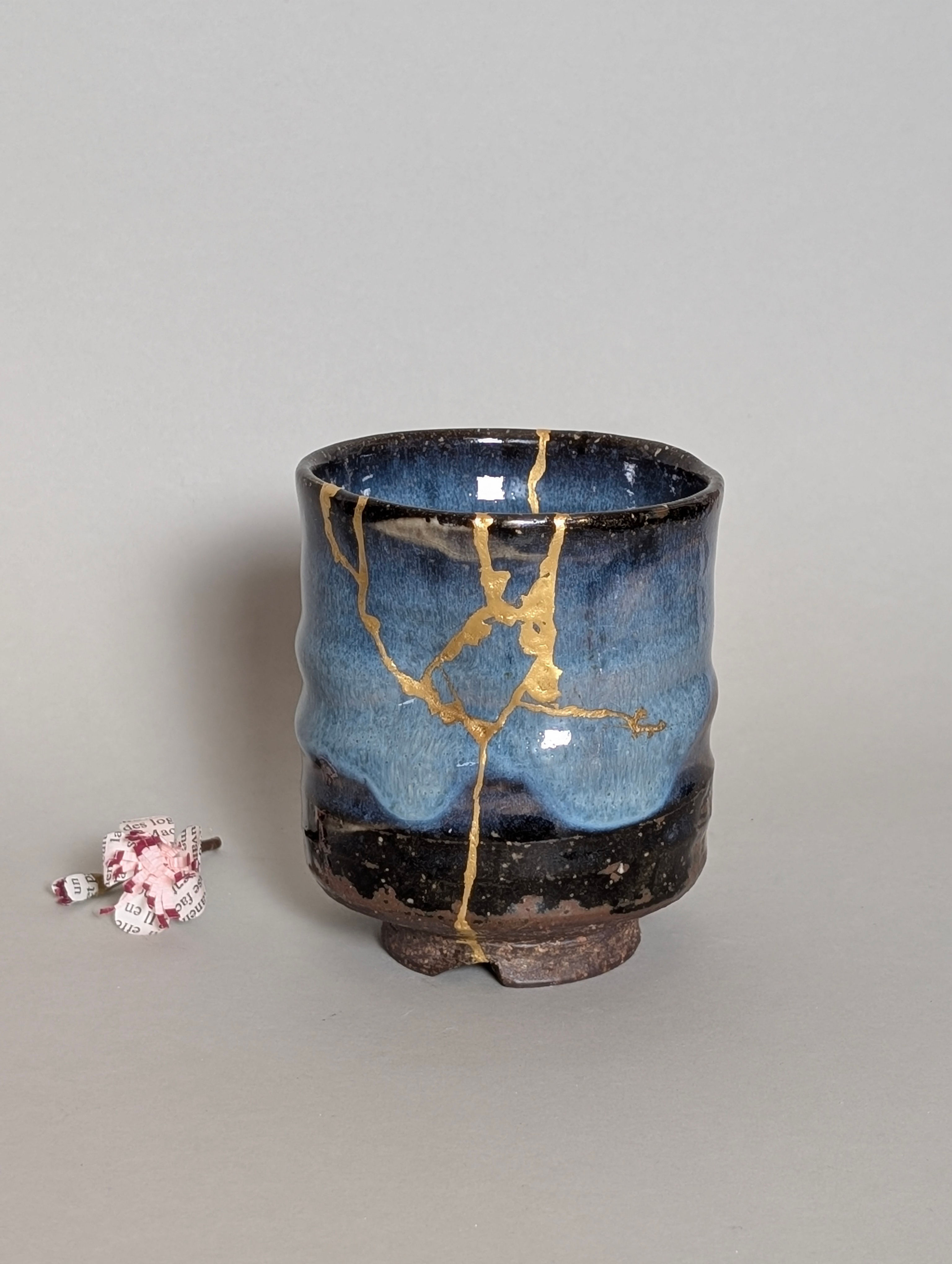 Tasse Yunomi Hagi-Yaki - Kintsugi Traditionnel Japonais - Or 23 Carats - 1