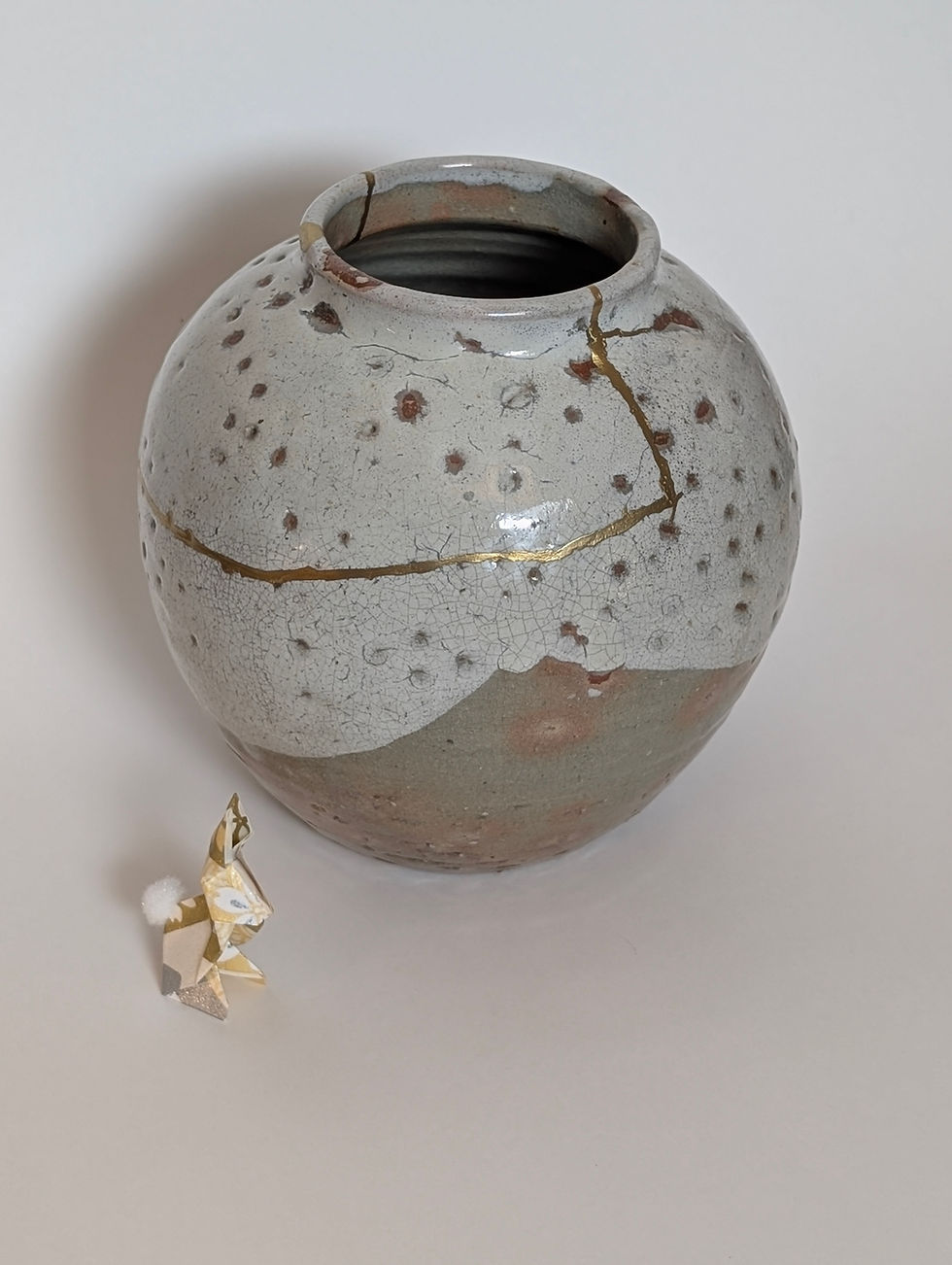Vase Hagi-Yaki - Kintsugi Traditionnel Japonais - Yellow Brass - 2