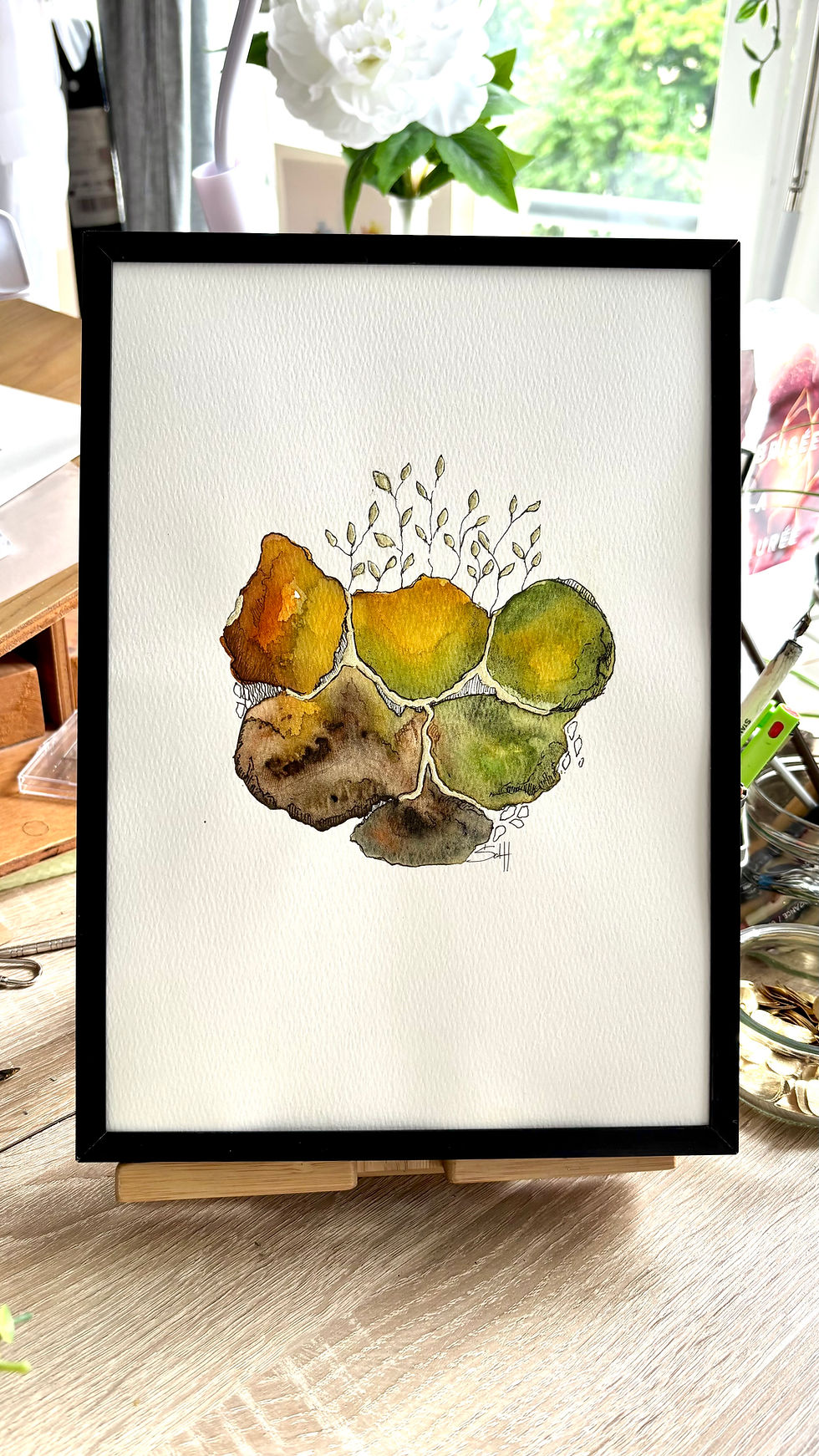 Miniature : Germe de Vie – Tableau Original Aquarelle, encre et feuille d’or - Sara de Hontheim - 4