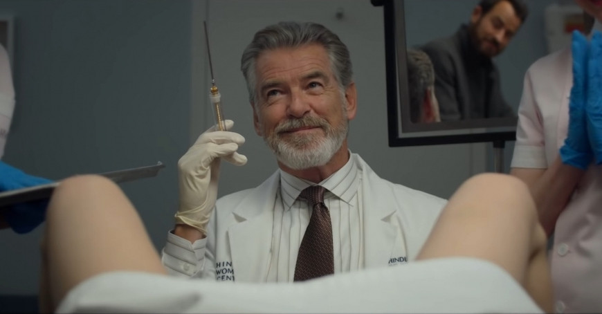 Pierce Brosnan in False Positive c/o A24/Hulu