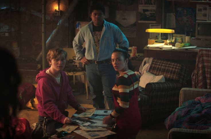 Fred Hechinger , Benjamin Flores Jr., and Julia Rehwald in Fear Street c/o Netflix/Chernin Entertainment