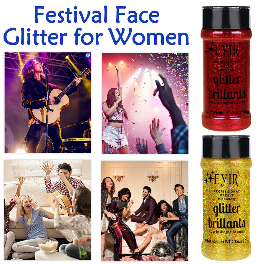 Thumbnail: 9 Colors 80g Holographic Glitter Powder Fine Shimmer Body Face Glitter Makeup Na