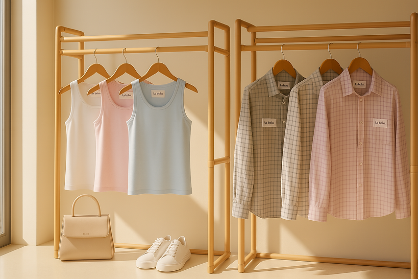 חזית מבנה בסגנון בוטיק עם קשתות בז’ – עיצוב אווירה למותג