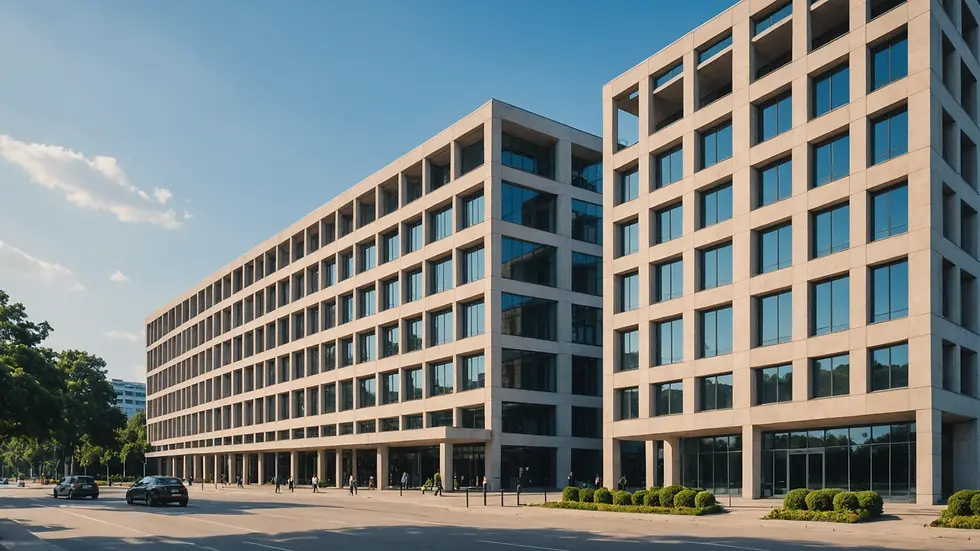 Eye-level view of Human Resources ministry building exterior