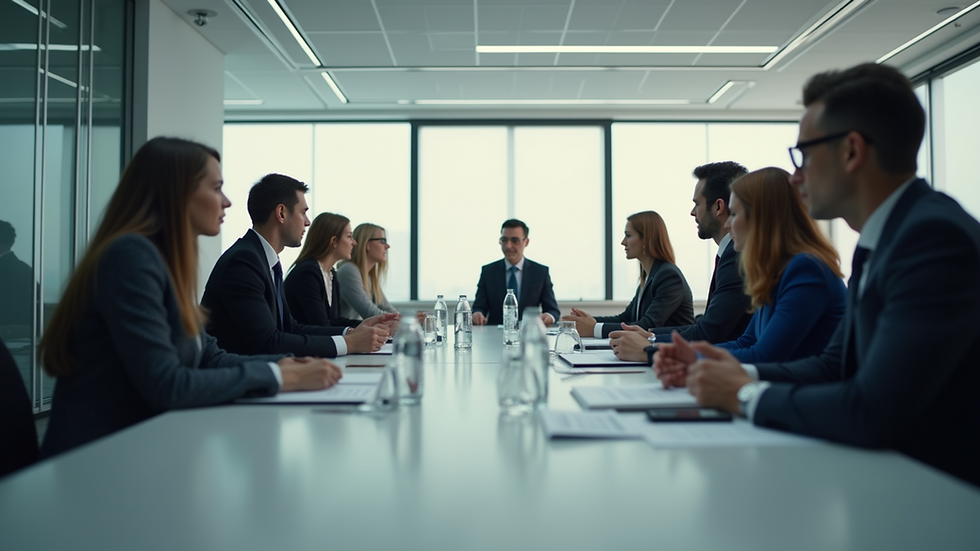 High angle view of a workplace compliance meeting