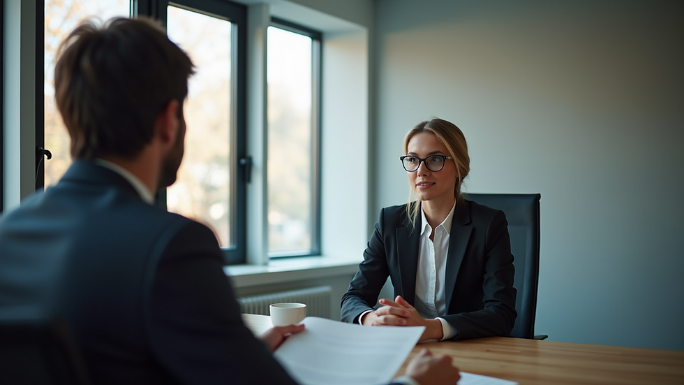 Close-up view of a recruiter conducting an interview
