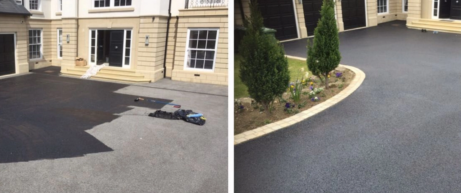 In progress cleaning driveway 