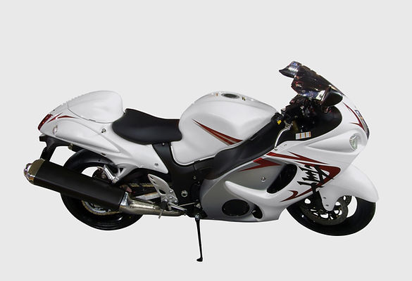 White sport motorcycle viewed from the side