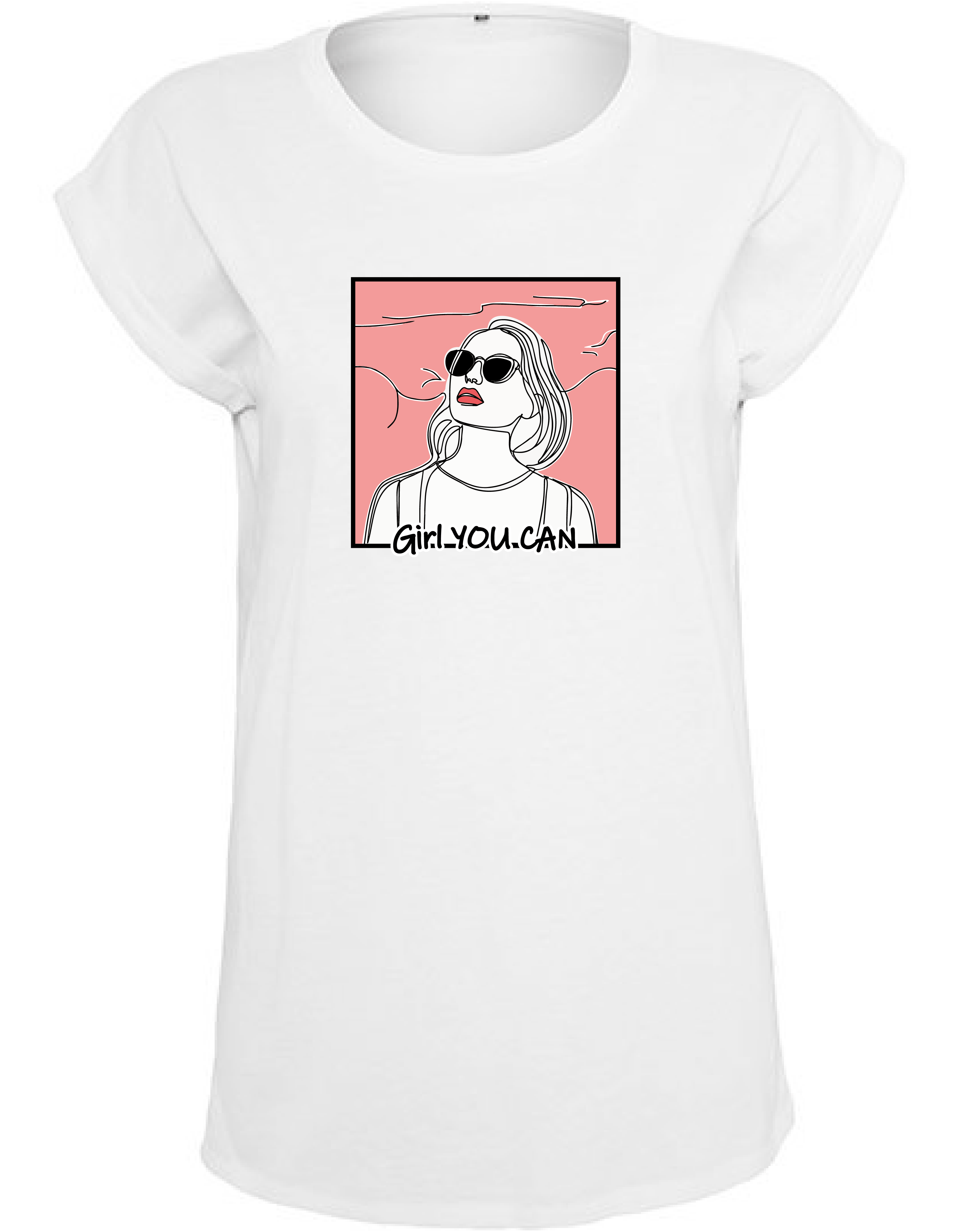 Shirt Kurzarm "Girl you can" Coral