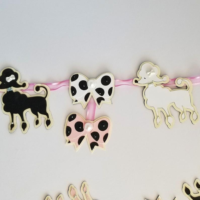 Thumbnail: Poodle Garland Banner Paris Party French Poodle Pawty 1 Piece Vintage Inspired