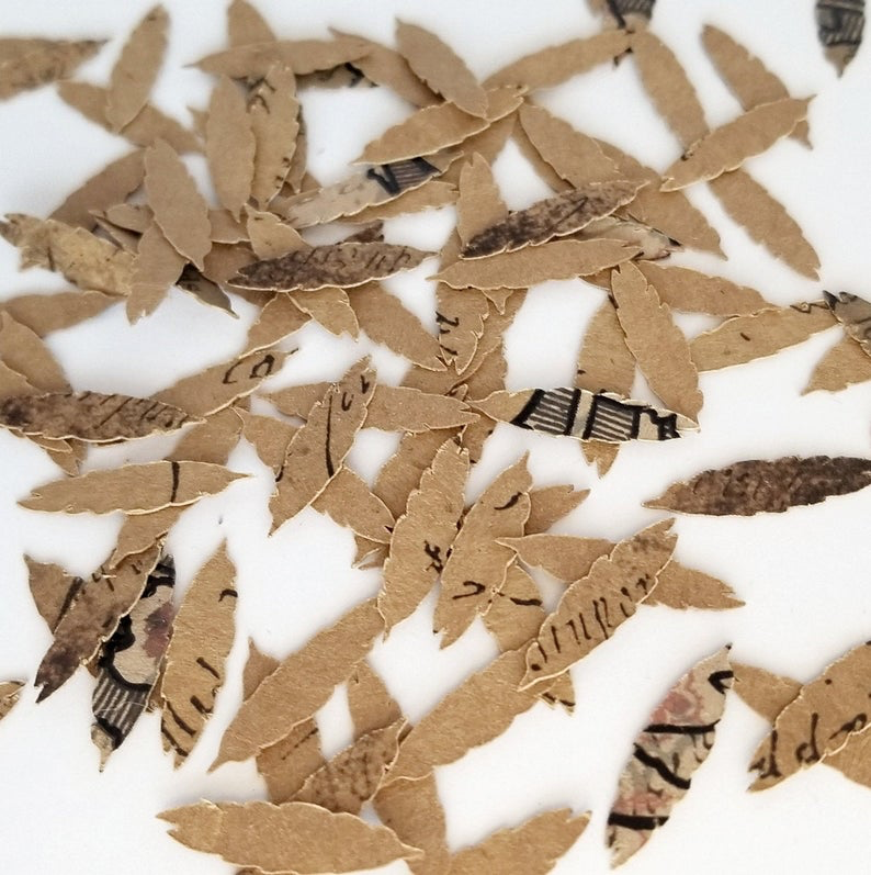 Thumbnail: Feather Confetti Printed Craft Paper Vintage Inspired 100pcs