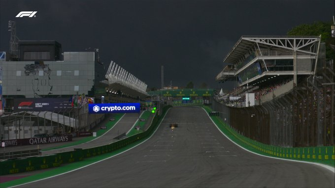 The dark clouds during the Q3 session; Image Credits - Formula One