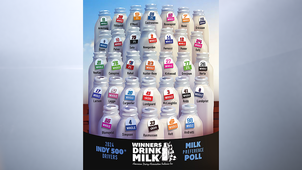 The drivers have made their choices known for this year’s Indy 500; Credit - American Dairy Association Indiana on X