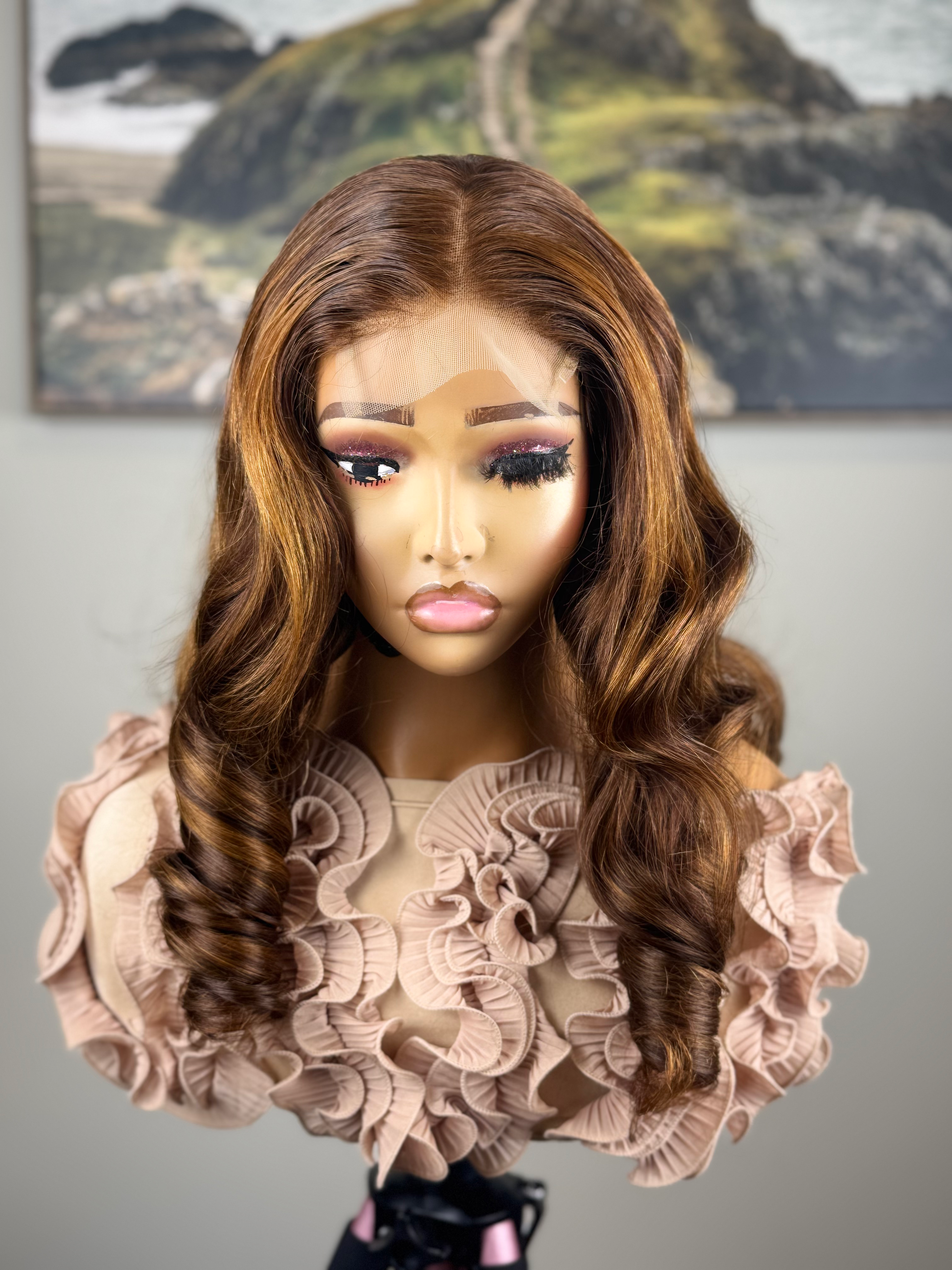 Two-Tone 4 by 4 Closure Bouncy Wig| 20 inches 