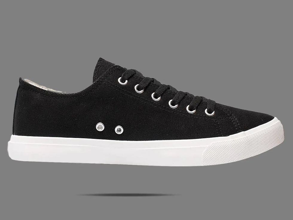 Thumbnail: Retro Black/White Canvas Sneakers Unisex Size - Cushioned Insole