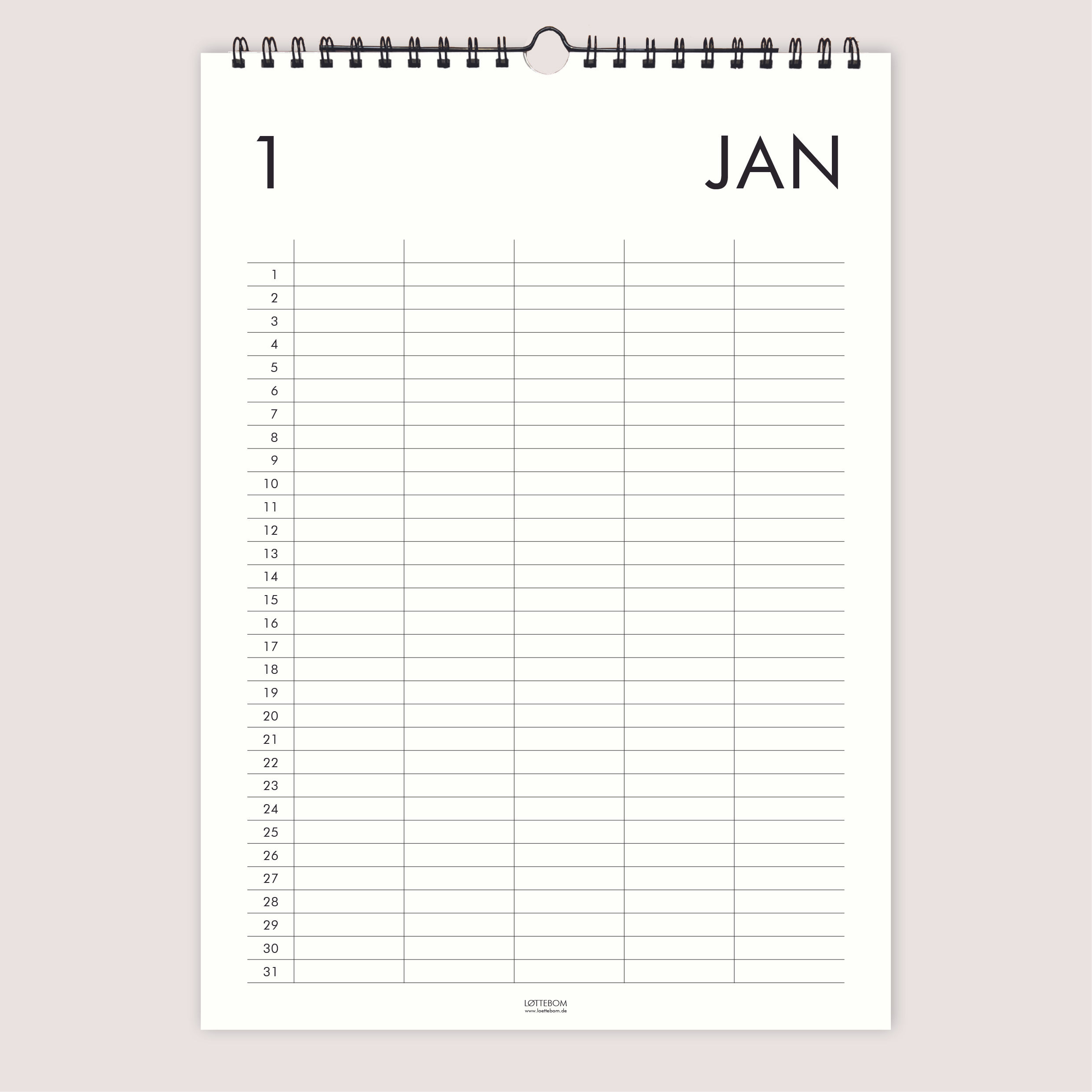 Yearly Planner - perpetual annual calendar