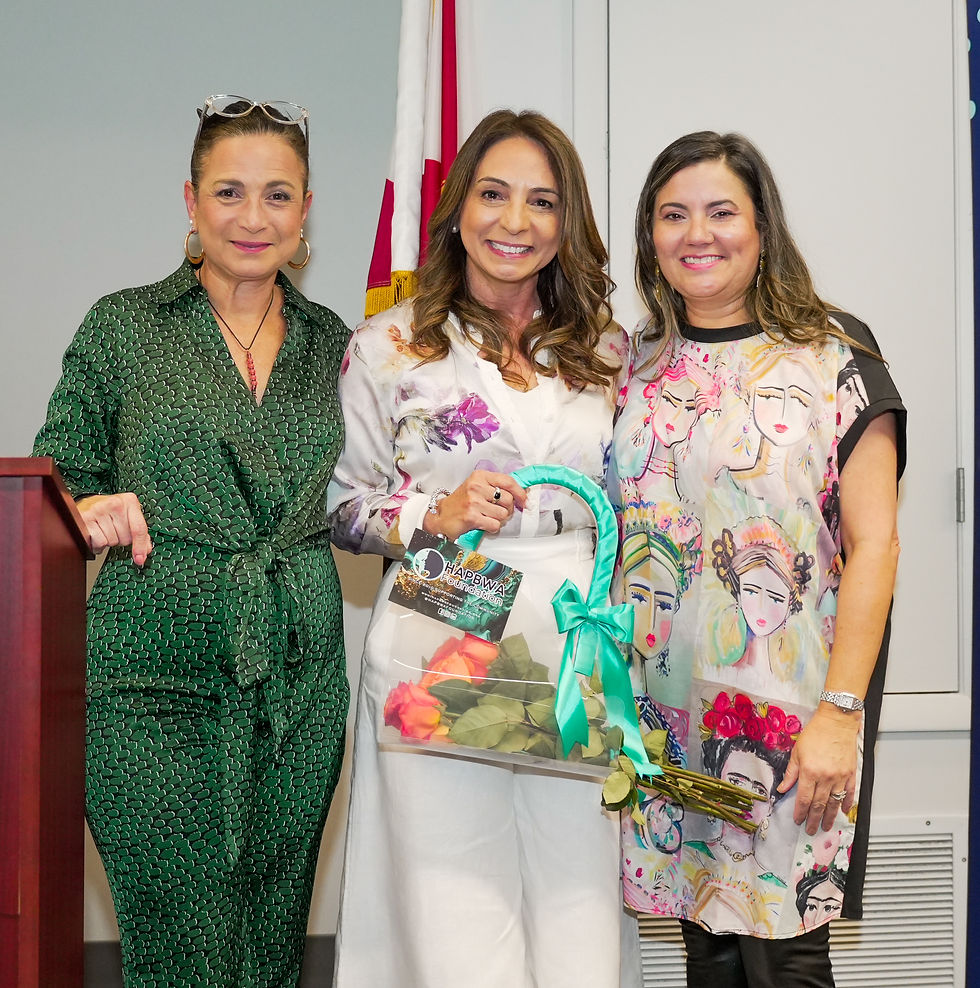 Three women smiling