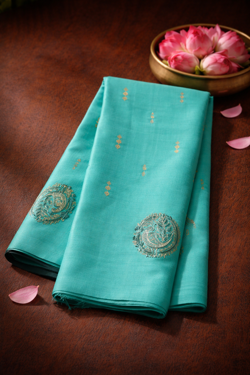 TEAL BULE HANDLOOM SILK SAREE