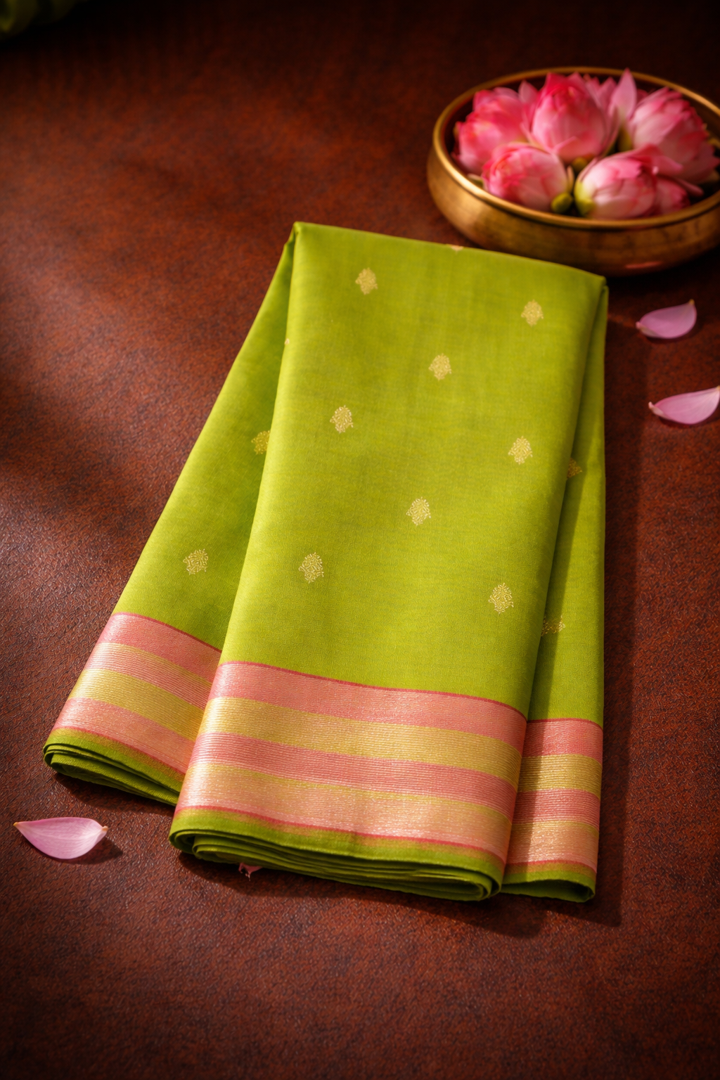 PARROT GREEN HANDLOOM SILK SAREE