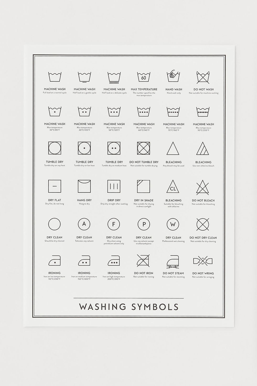 Miniatura: Lamina · Washing Symbols