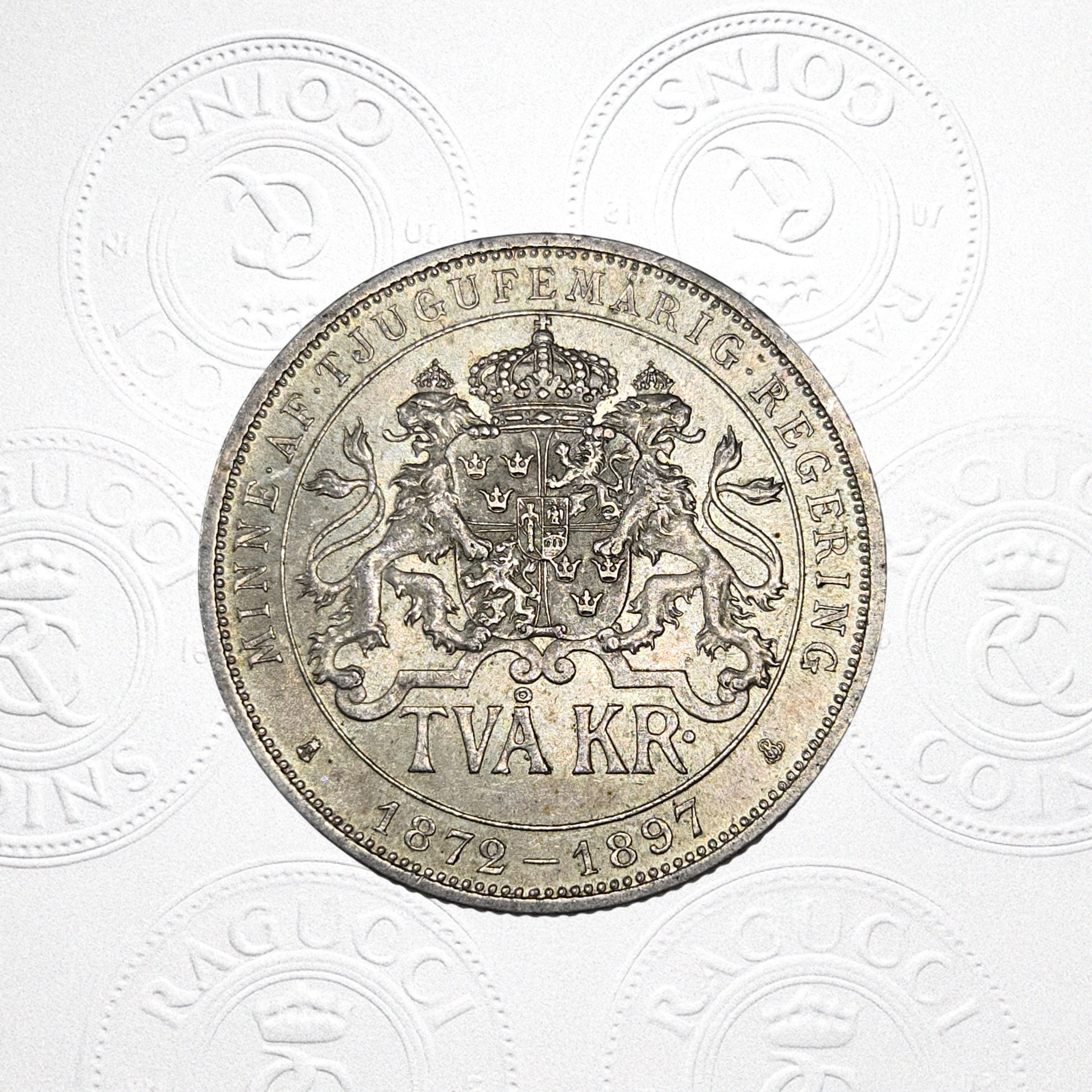 Suécia 2 Kronor 1897 Jubileu de prata do Oscar II