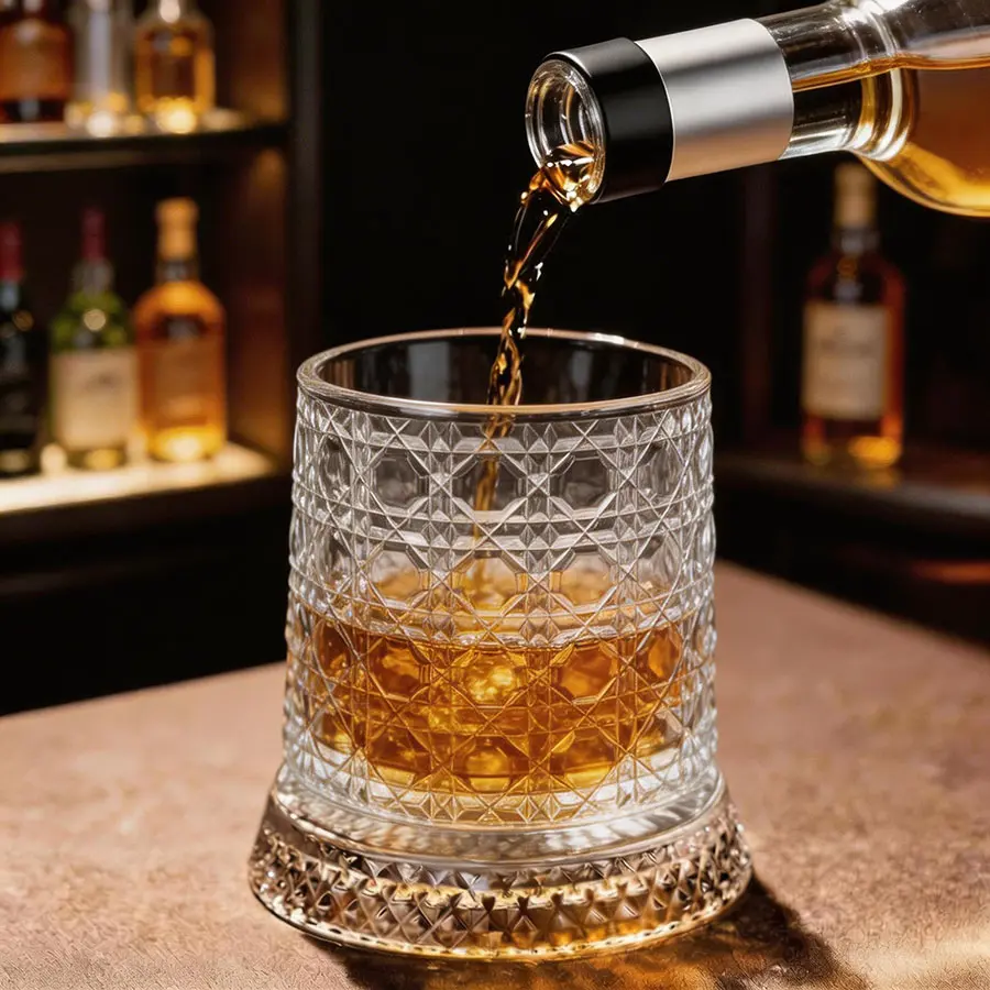 Thumbnail: 360° Spinning Crystal Whiskey Glass – Star-Cut LED Base