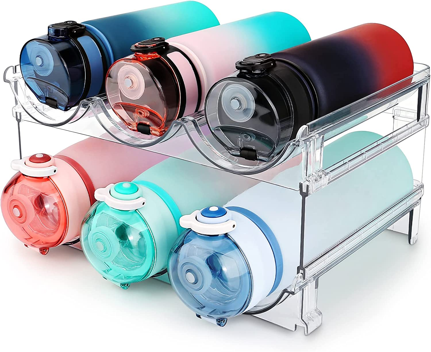 Water Bottle Cabinet Organizer – Stackable 2-Pack