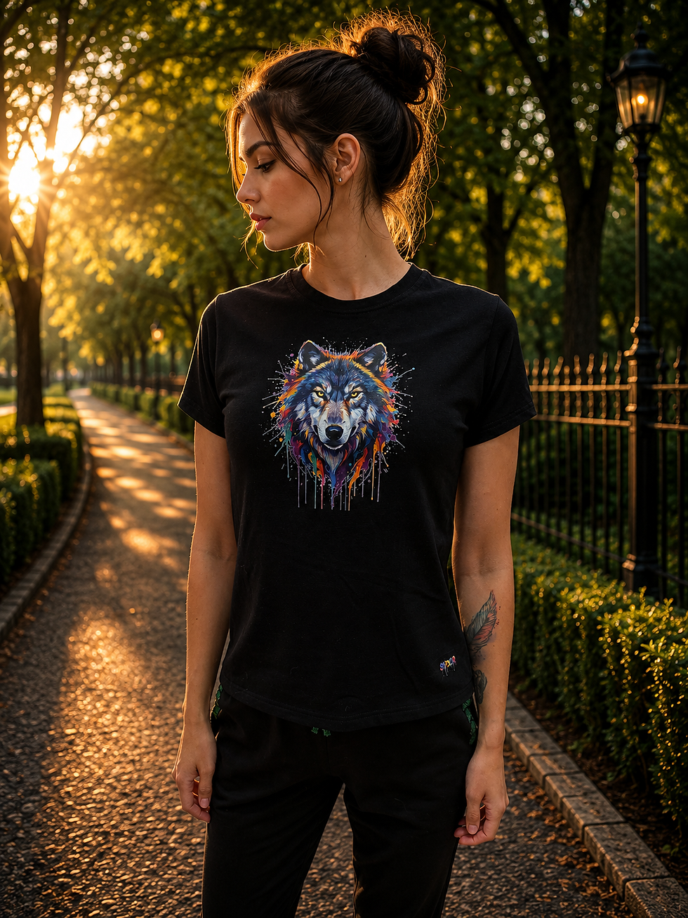 Thumbnail: T-shirt damski Splash Paint Wolf