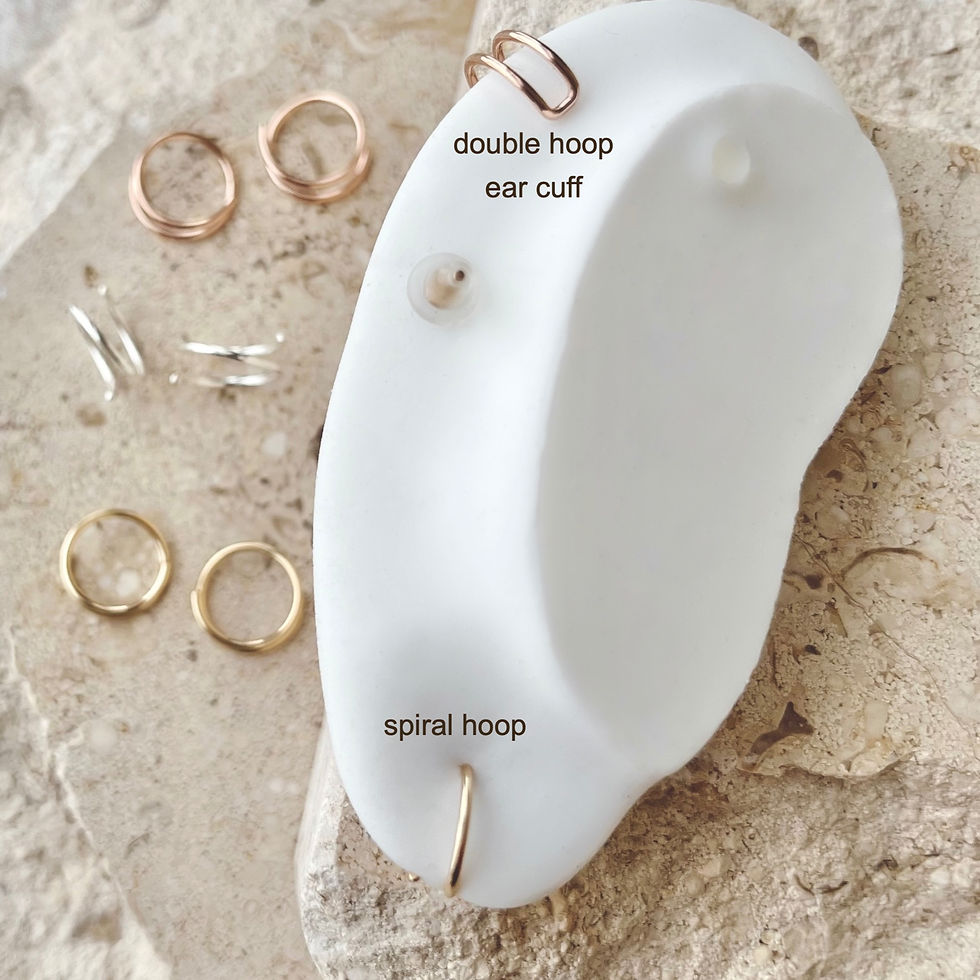 Thumbnail: yellow and rose gold filled double hoop ear cuff dainty earrings no piercing jewelry handmade