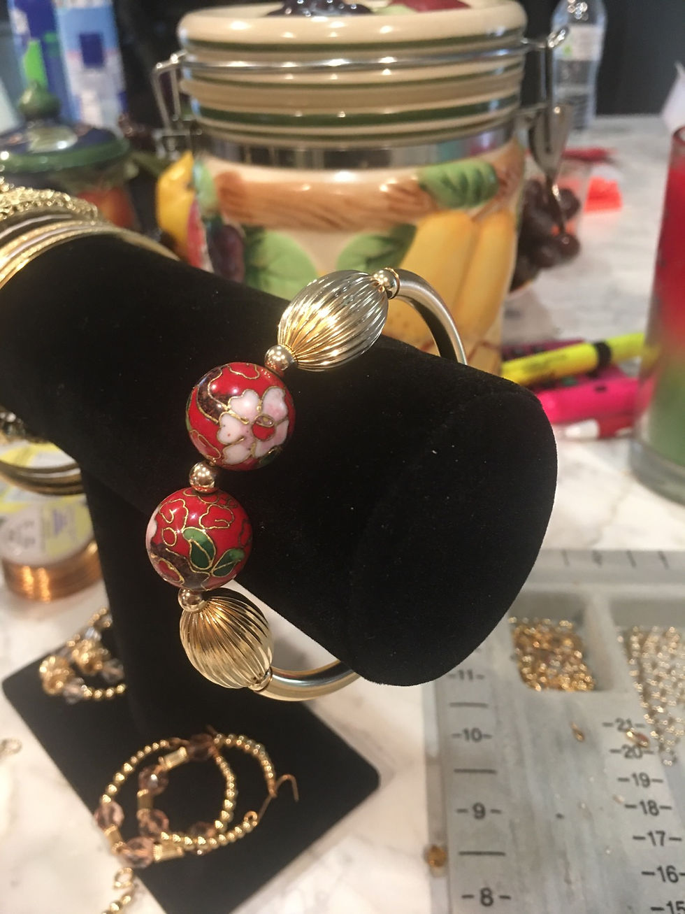 Thumbnail: Beaded chunky bangle bracelet 