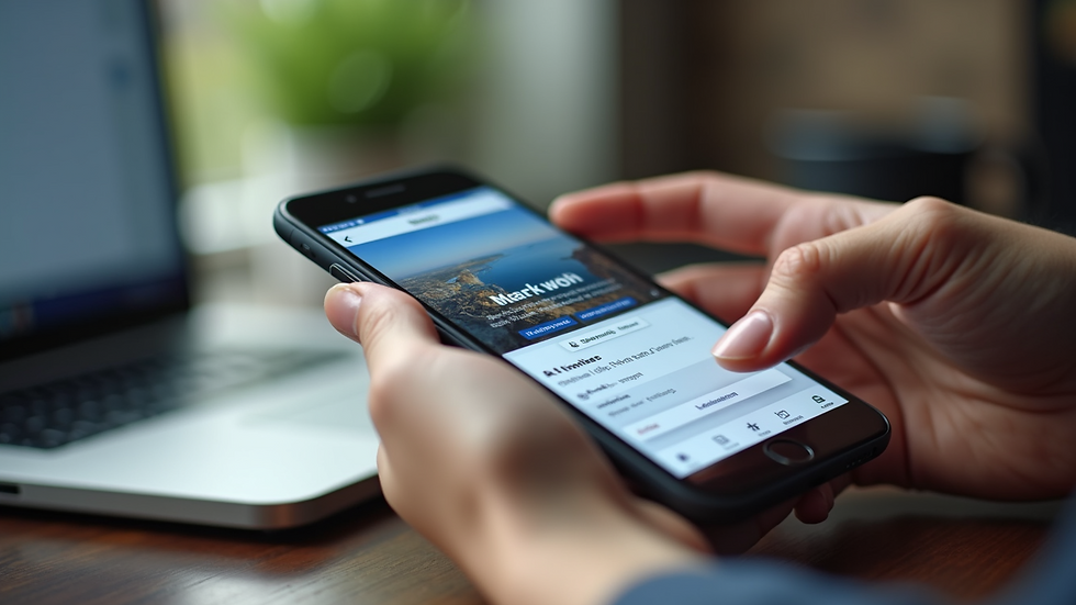 Close-up view of a smartphone displaying a social media ad campaign