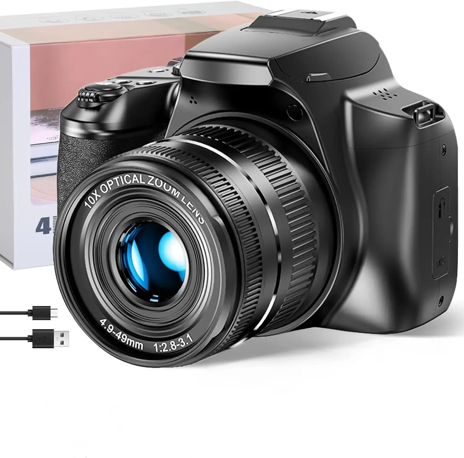 4k 64MP Digital Camera Video 10X Zoom for YouTube With Flash WiFi & HDMI Output