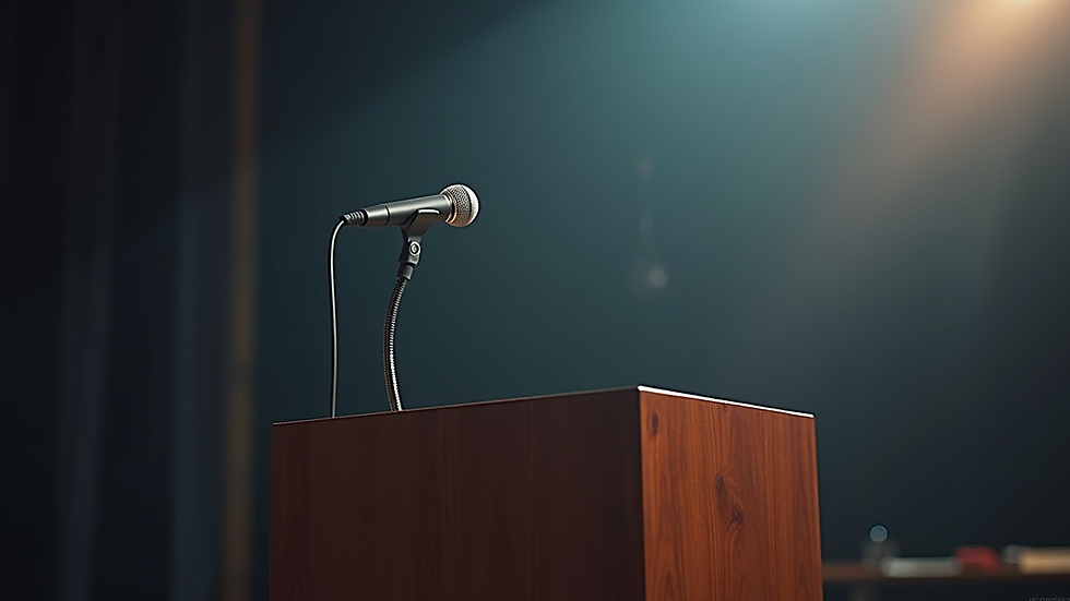 Close-up view of a podium with a microphone