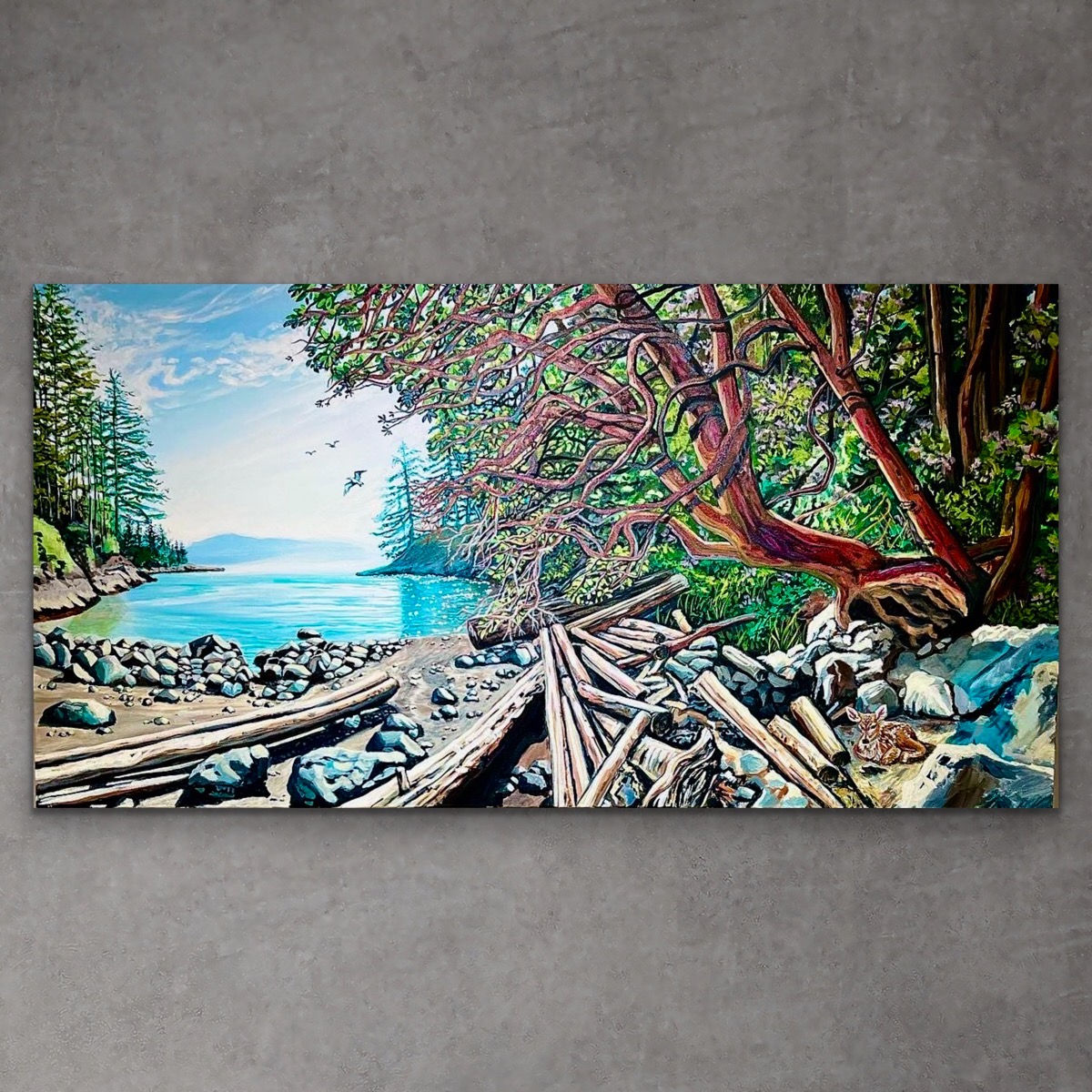 GICLEE ARBUTUS TREE PAINTING, WEST COAST ART
