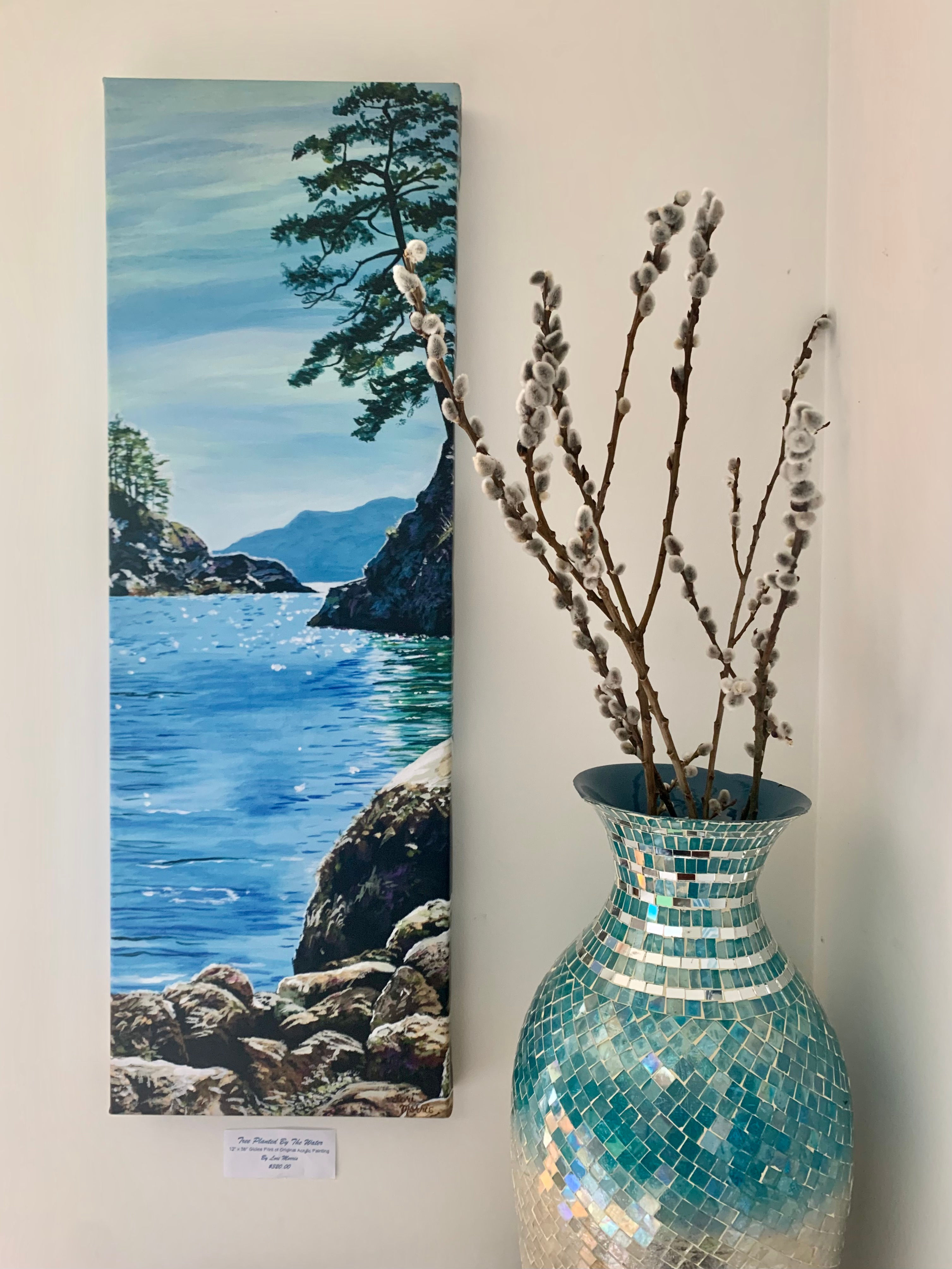 Coastal BC Painting, GICLEE of Rocks and Tree Along the Shore