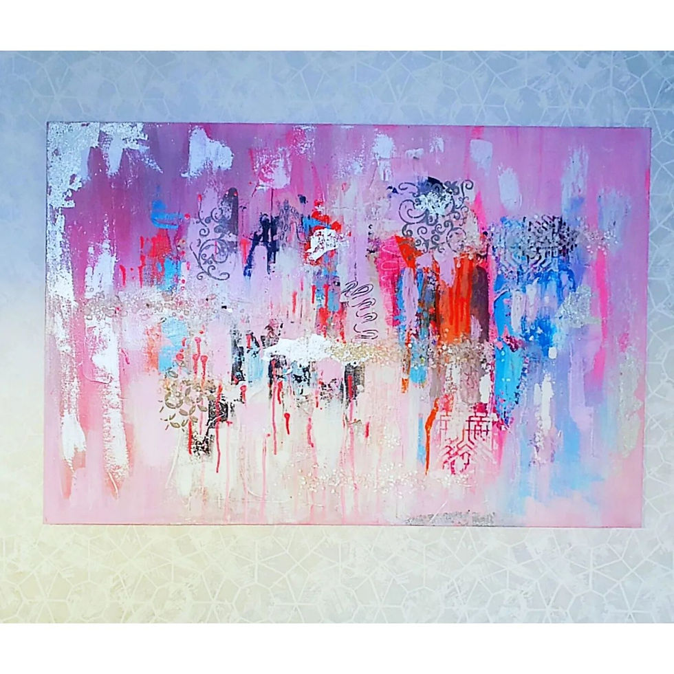 Thumbnail: Modern Abstract Art, Texture Pink Painting 