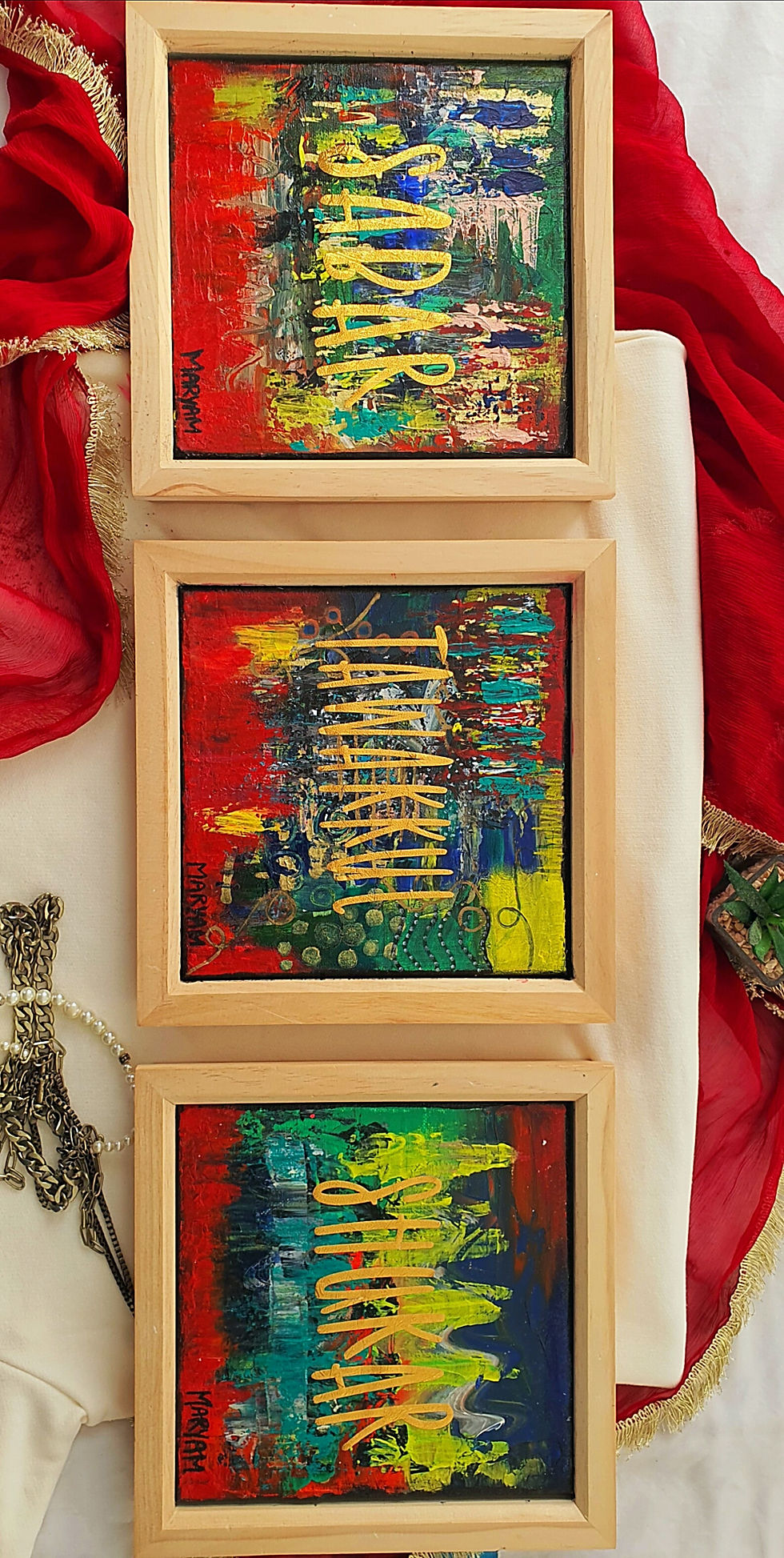 Thumbnail: SABAR , SHUKAR, TAWAKKUL Acrylic Painting Wall Art Home decor canvas 