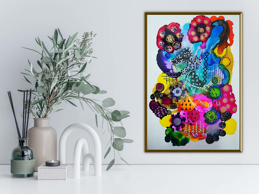Thumbnail: "Anemone Brust" Alcohol Ink Art,Home Decor, Wall Hanging,Original Painting