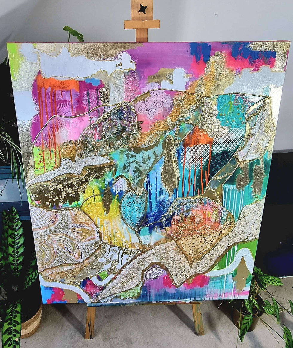 Thumbnail: Rainbow of Life 🌈 mixedmedia abstract painting large canvas