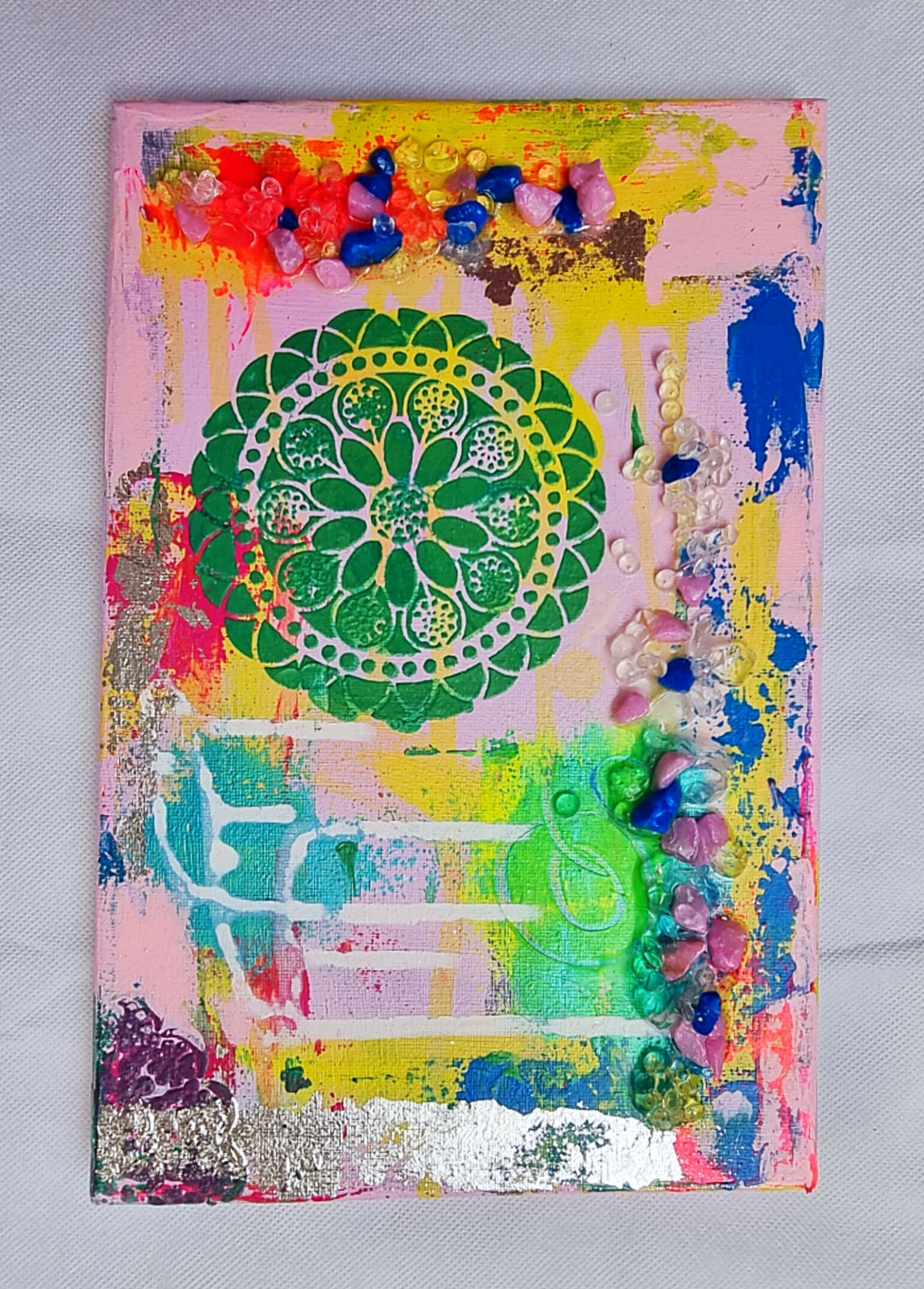 Original Mixedmedia Abstract, Painting Pink Wall Art