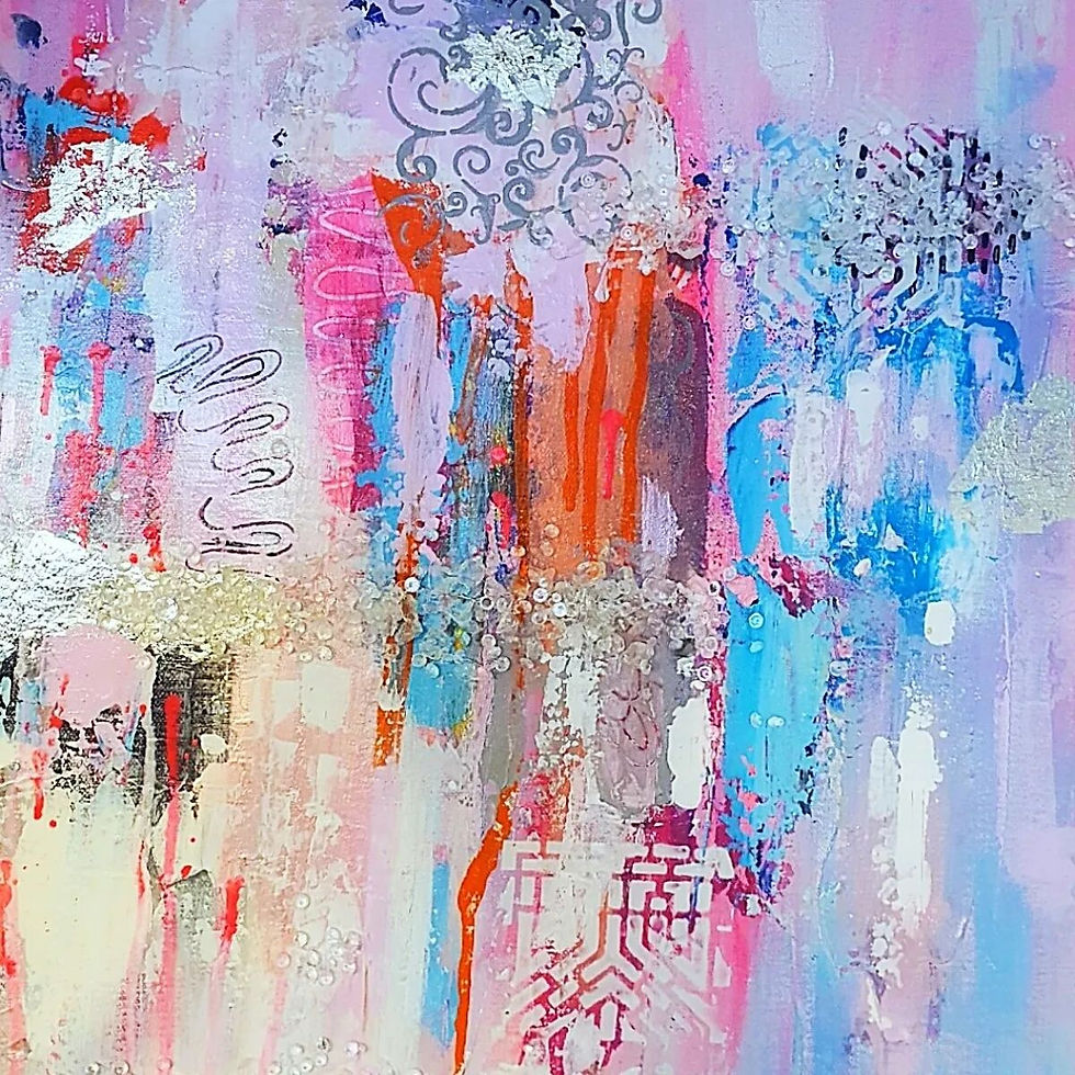 Thumbnail: Modern Abstract Art, Texture Pink Painting 