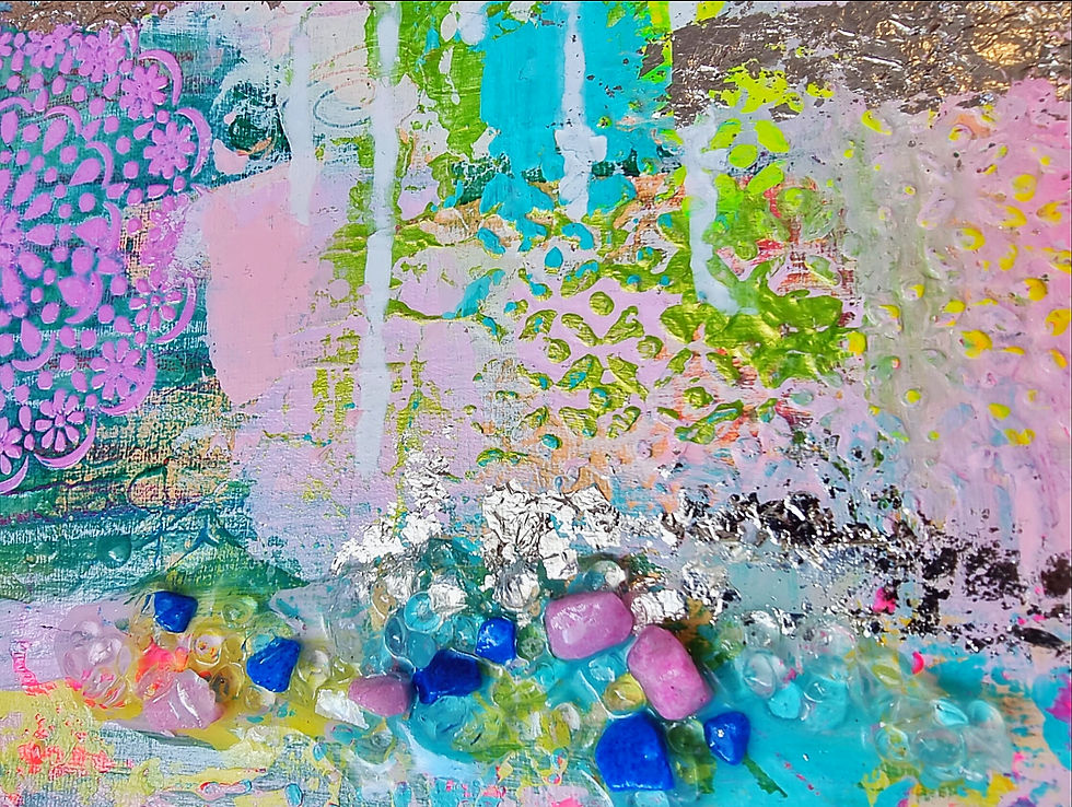 Thumbnail: Original Pink Abstract Painting, Mixedmedia Artwrok, wall hanging 