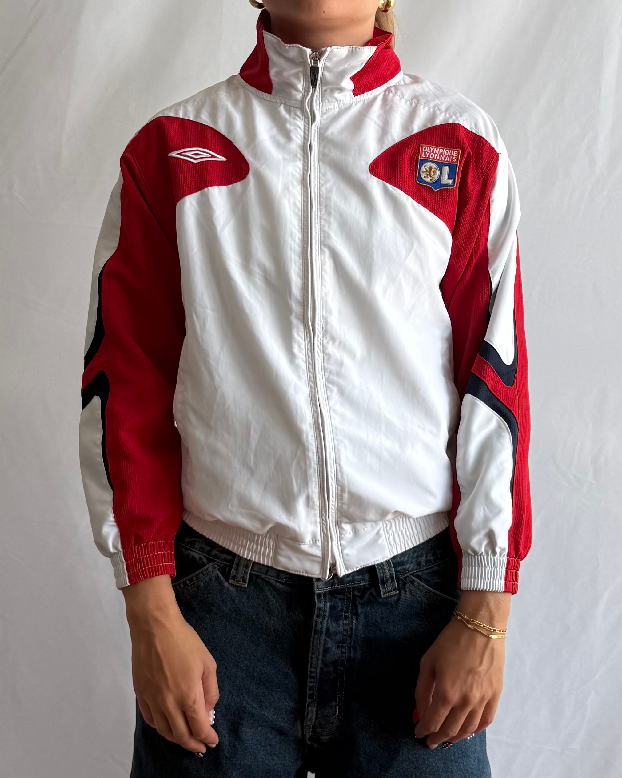 Vintage Olympique Lyonnais football zip sweater