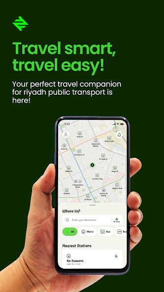 Official Darb app promotional screenshot showing journey planning on a phone