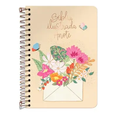 Bíblia Ilustrada Anote Cartão de Primavera | NVT | Capa Dura Espiral